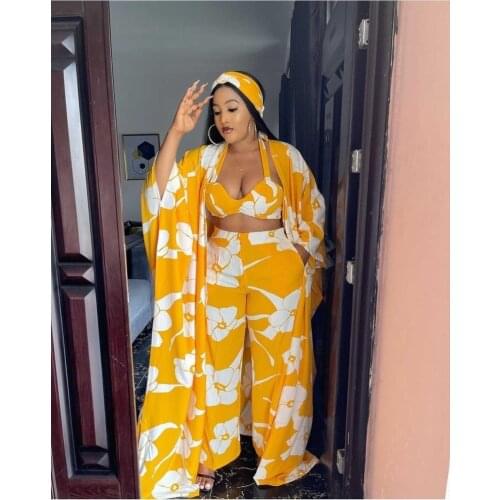 African Dresses for Women 4 Piece Set 2021 Summer Clothes Muslim Maxi Dress Sets Pants Suits Abaya Dubai Robe