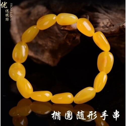 Genuine Natural Yellow Amber Gemstone Oval Beads Bracelet 8mm Healing Stone Fashion Women Men Jerwelry AAAAA