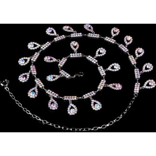 Belly Dance Chain Waist Chain 2019 New Style Drilling Tadpole Color Drilling Chain Practicing Dance Belt Accessory P521