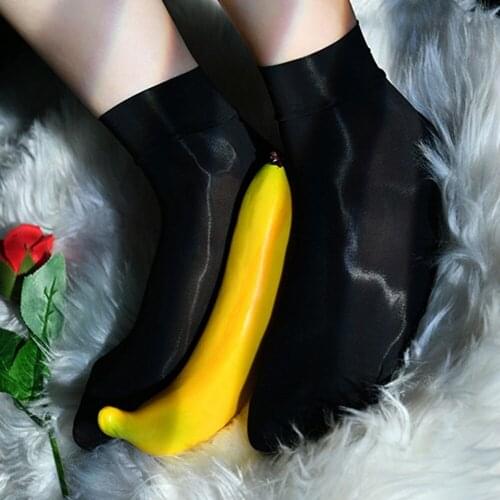 Oily Silky Short Stockings Unisex Couple Socks Ultrathin See-through Elastic Short Socks Sexy Shiny Sheer Ankle Sock