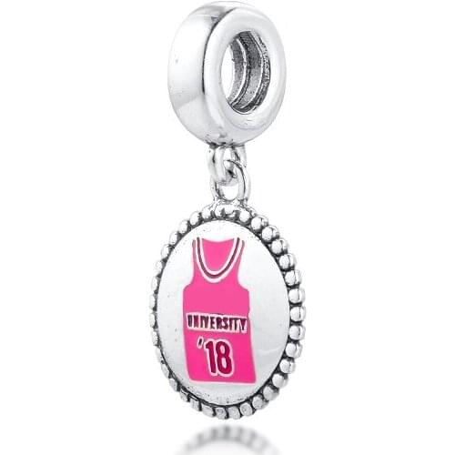 DIY Fits for Pandora Beads Bracelets Pink University 18 Charms 100% 925 Sterling-Silver-Jewelry Free Shipping