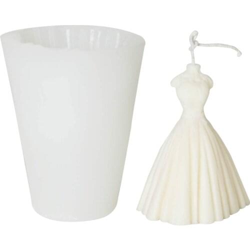 DIY Silicone Mold 3D Wedding Dress Shaped Aromatherapy Candle Mold Handmade Resin Crafts Casting Mould For Hand Soap Gifts