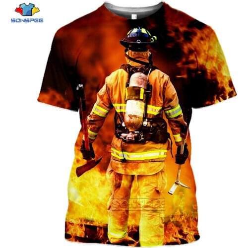 SONSPEE New Firefighter Rescue T-shirt Men Police Funny Summer 3d Print Casual Short Sleeve O Neck T Shirt Women Tee Top Clothes