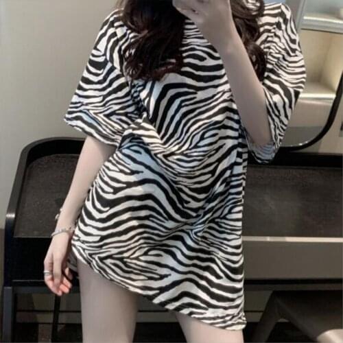 Zebra Color Women T shirt Spring Summer New Short Sleeve O Neck Tee shirt Femme Casual Loose Female T-shirt