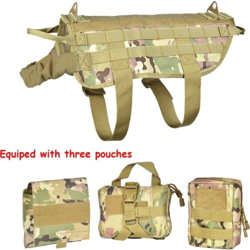 K9 Training Tactical Dog Vest Harness Camouflage Software Improved Pet First Aid Kits Pouch 600D Nylon Molle Adjustable Straps