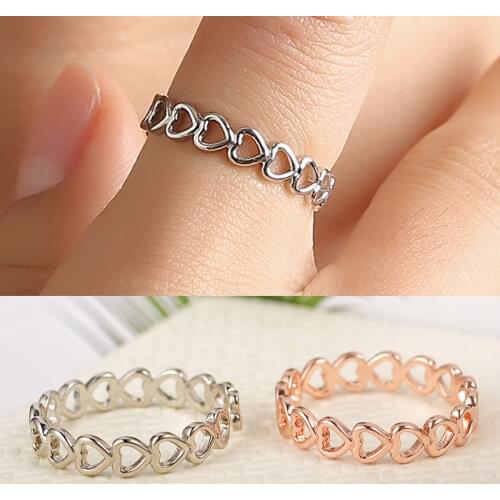 Hearts Chain Rings For Women Girls Couple Trendy Elegant Style Engagement Rings For Women Open End Adjustable Fashion Jewelry