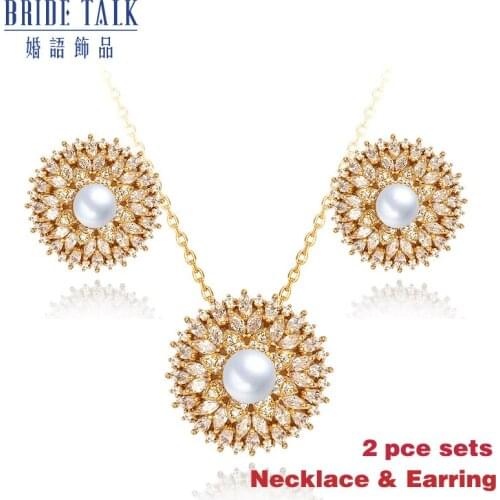 TIRIM Cubic Zirconia Pearl Pendant Sets for Women Dubai Charm Fashion Bridal Jewelry Accessories бижутерия для женщин jewelri