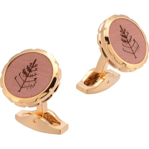 Round Wooden Cufflinks High-grade Men Gifts Business French Shirt Buttons Accessories Classic Log Carved Sequoia Tree Cuff Links