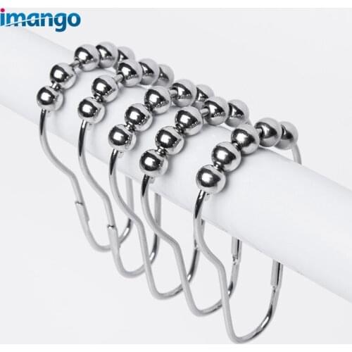 Curtain Hooks Metal Bathroom Shower Curtain Hook Accessories Window Curtains Pothook Buckle Fastener Clasp Steel Ball Smooth