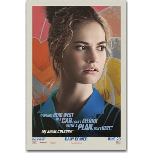 Hot New Baby Driver Movie 2017 Film Lily James-Silk Art Poster Wall Sicker Decoration Gift