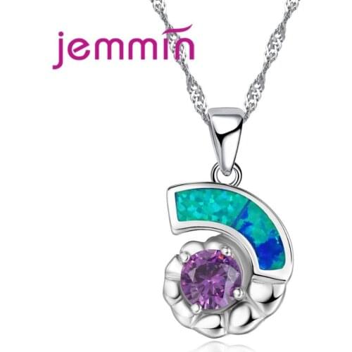 Trendy Animal Snails Pendant Necklace For Women Party Jewelry Blue Fire 925 Sterling Silver Crystal Statement Necklaces