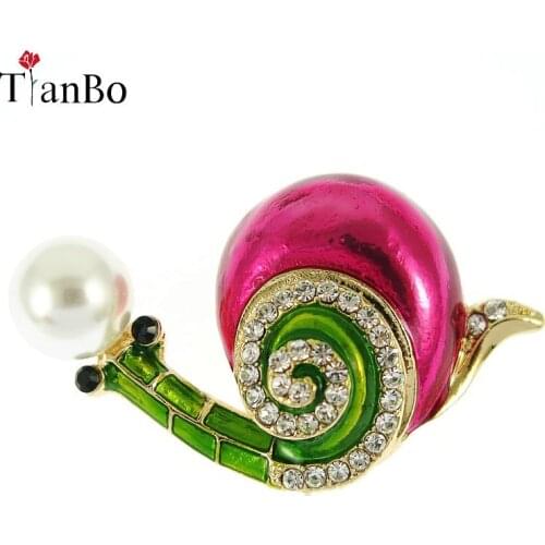 Tianbo fashion Enamel Cute Snails Insect Decorative Brooches Pins For Women Crystal Brooch Bijouterie Animal Brooches Jewelry