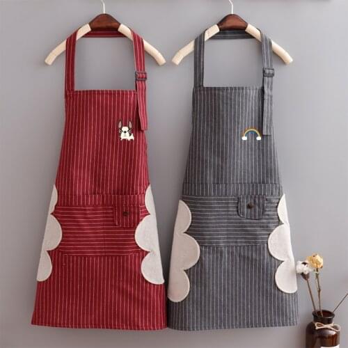 Fashionable pure cotton waterproof simple female apron Nordic household kitchen cooking sleeveless overalls work clothes