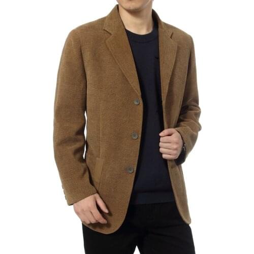 Men Business jacket Casual Suit Solid Color Mens Blazers Middle-aged Fashion Corduroy Suit Jacket Spring Autumn Blazer Coat Warm