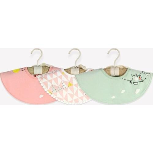 Baby Bibs Round Neck 360 Degree Cotton Infant Toddler Bibs Cartoon Waterproof Bibs Baby Infant Burp Cloths Feeding Drool Bibs