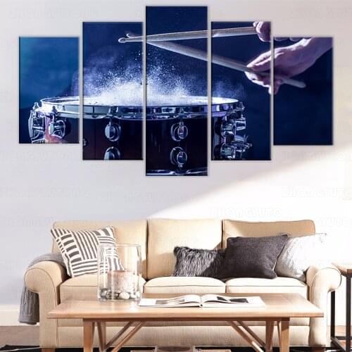 Wall Art Canvas Painting Style Wall Pictures 5 Panel Play The Drums For Living Room Cuadros Modern Decoration Paintings frame