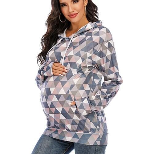 Cross Border 2020 Europe and America Autumn and Winter New Style Pregnant Women a Long Sleeve Digital Printing Hidden Nursing Ho
