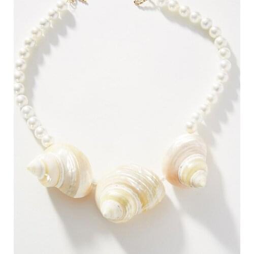 Punk Exquisite beach bohemian boho puka shell necklace women jewelry bijoux collar natural freshwater pearl chokers wholesale