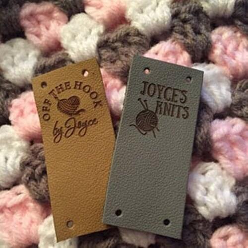 Personalised Product tags, Leather labels for knitted and crocheted items,Leather Labels, Clothing Labels