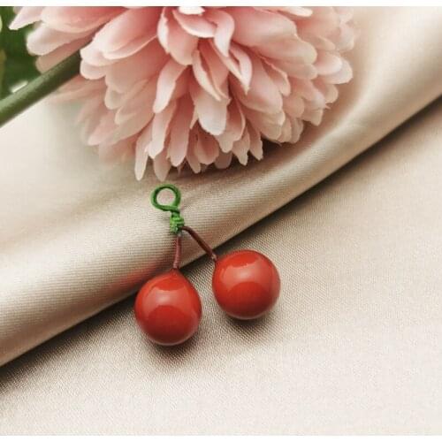 10pcs Pretty Craft Handmade Women Necklace Charms 25*26mm Zinc Alloy Dangle Cherry Pendants DIY Fine Jewelry Making Accessories