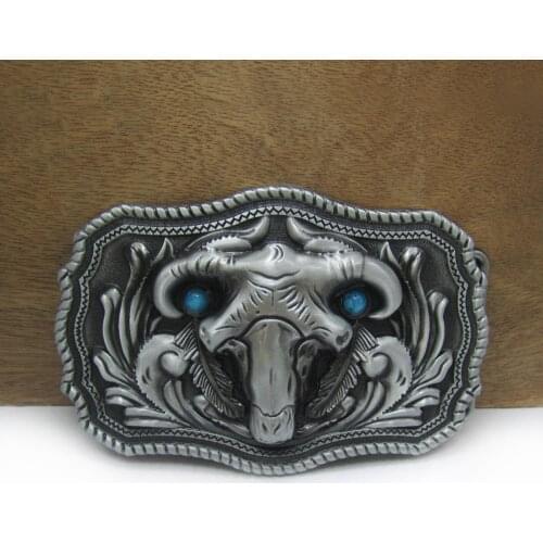 BuckleClub wholesale retro zinc alloy western sheep head belt buckle cowboy jeans gift belt buckle FP-03629 pewter finish