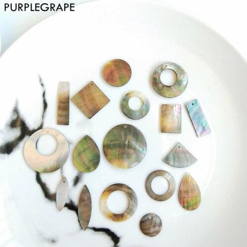 PURPLEGRAPE Geometry Natural Black Shell Pendant DIY Handmade Material Korea Earring Jewelry Accessories 4 Pack