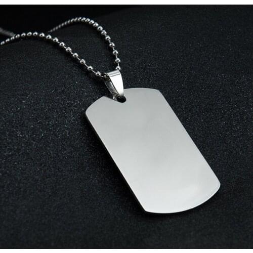 Blank Dog Tag Stainless Steel Mirror Polish Military Army Tags Men Women Pendant with Beads Chain for DIY Engraved Necklaces