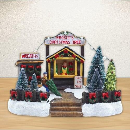 Christmas Winter Snow Landscape Village House Store with LED Light up Christmas Accessories Home Festival Holiday Decoration