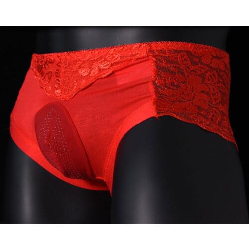 Sexy Massage U Convex Pouch G-string Lace See Through CockRing Socks Pouch Briefs Sexy Thong T-back Candy Color Plus Size F10