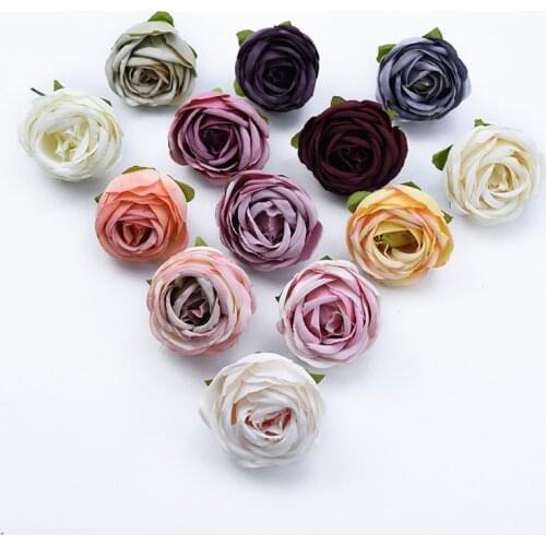 10pcs Silk Roses Bud Diy Gifts Box New Year Christmas Decoration for Home Wedding Bridal Accessories Clearance Artificial Flower