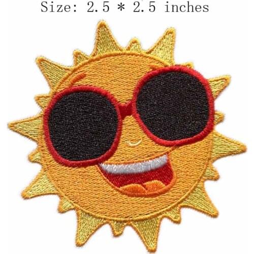 Sun glasses 2.5" wide embroidery patch for black/cute/smiling