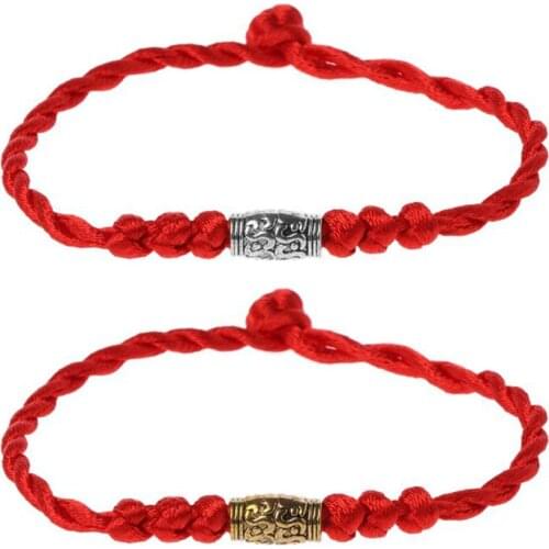 Traditional Tibetan Silver Red Thread Lucky Bracelet String Amulet Couple Bracelet Jewelry For Women Men Wearing