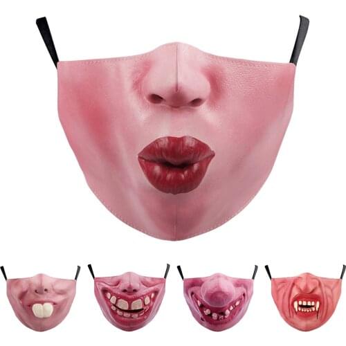 Creative Cospaly Halloween Funny Face-Mouth Mask 3D Printing Breathable Cycling Adult Party Protection Masks Womens Men Unisex