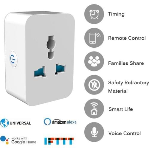 Electrical Outlet Smart Wifi Plug Wireless Universal Socket Outlet Timer Plugs Works With Alexa Google Home Smartlife App