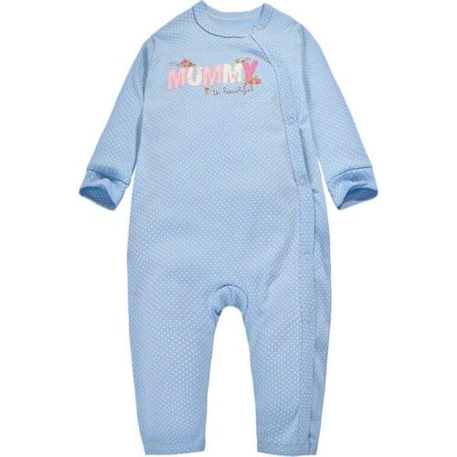 Y352 Autumn new baby cotton long-sleeved Romper open buckle oblique leotard climbing clothes I love my mother