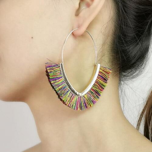 MANILAI Brand Fringe Hoop Earrings For Women 2020 New Fashion Jewelry Metal Fringed Statement Earrings Ins Girl Accessories