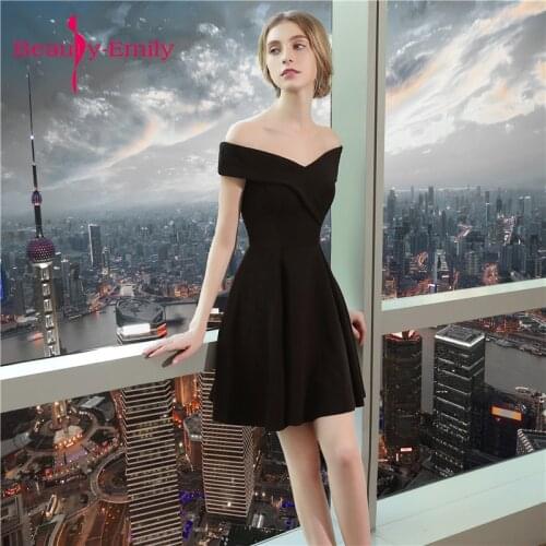Beauty Emily New Evening Dress Black With Khaki Co short prom dress 2018 Prom Party Gowns vestido de festa
