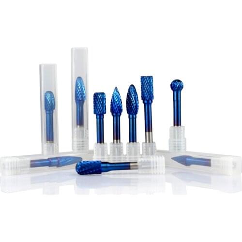 1pc 6x10mm tungsten carbide rotary burss super nano blue coated double cut rotary file