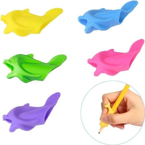 10pc/lot Colorful Silicone Pen Holder Baby Practice Writing Tool Correction Device Fish Pencil Grasp Writing Aid Grip Stationery