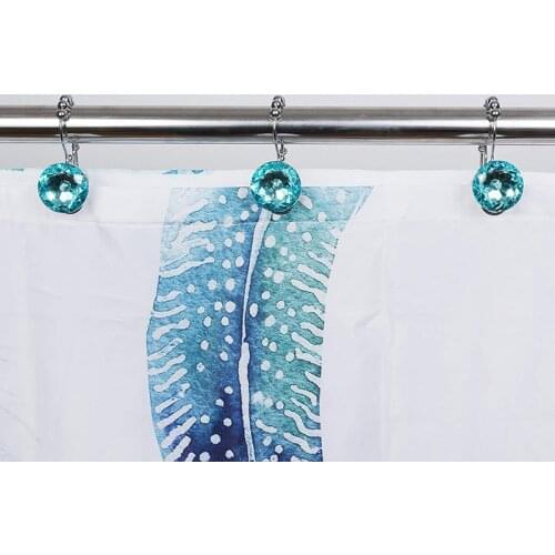 12 Pcs Draughts with double hooks Stainless Steel Decorative Shower Curtain Hooks Acrylic Clear Shower Curtain Rings H99F