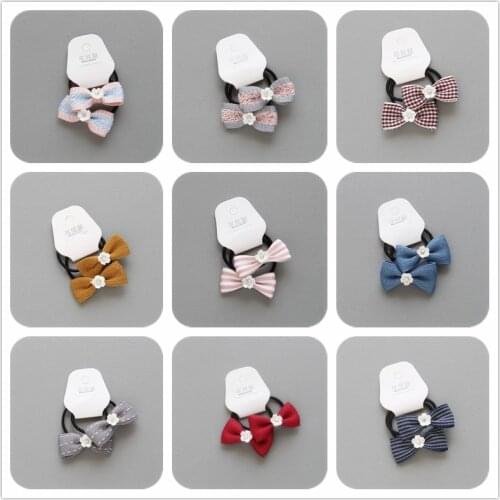 2 PCS New Flower Bowknot Girls Hair Accessories Princess Headwear Kids Elastic Hair Bands Children Hair Ropes Baby Headdress