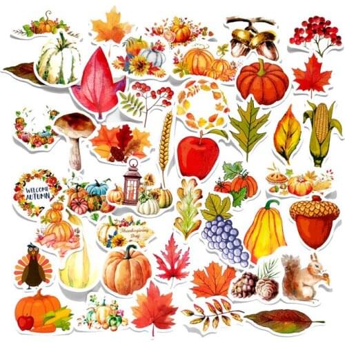 250PCS/pack Thanksgiving Pumpkin Fruit Stickers For DIY Scrapbooking Journal Phone Case Album Decoration Material