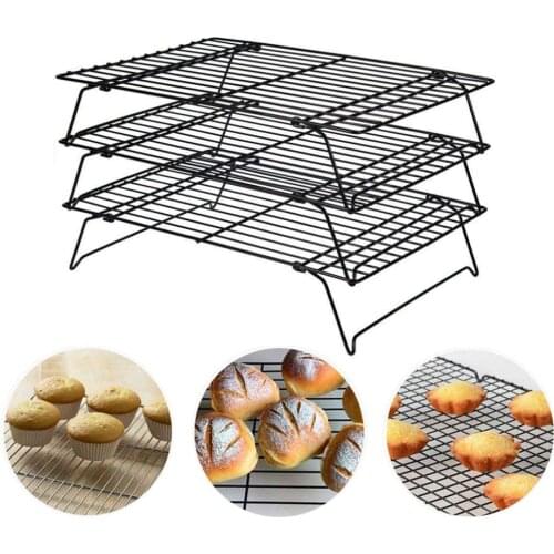 3-Tier Cooling Rack Stackable Non-Stick Cross Grid Cookie Cooling Rack Stand Baking Tray Supplies Net Mat Holder Dry Cooler