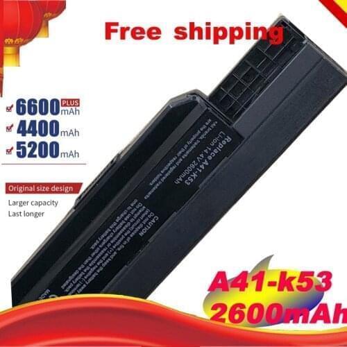 2600mAh Battery For Asus A32-k53 A42-K53 A31-K53 A41-K53 A43 A43J A53J A53 K43 K53 K53s X43 X43s X44 X53 X54 X84 X53S Free shipp