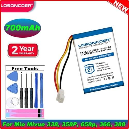TPC402339 700mAh Battery For Mio Mivue 338, 358P, 658p,366, MiVue 388, For Papago HP F210 F310 J501 J501C F200