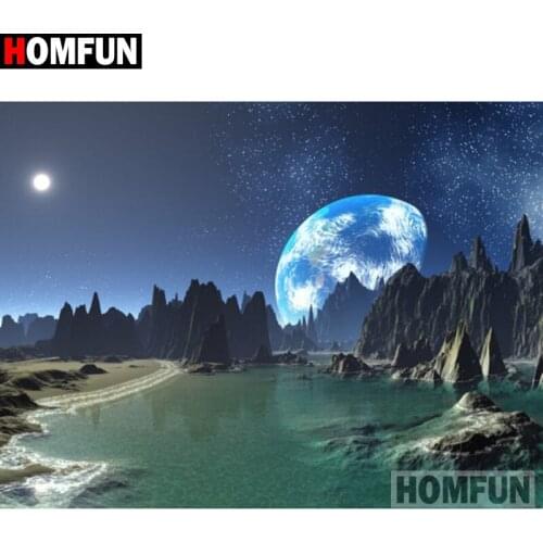 HOMFUN Full Square/Round Drill 5D DIY Diamond Painting "Moon scenery" Embroidery Cross Stitch 5D Home Decor Gift A16142