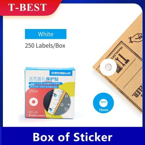 KW-trio Loose-Leaf Paper Hole Reinforcement Labels Round Stickers Self-Adhesive Hole Punch Protector for Office 250 Labels