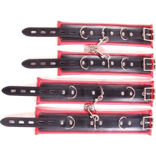 BDSM Sponge Soft Padded PU Leather Hand Wrist Cuffs Ankle Cuffs Bondage Restraints Slave Belt Sex Toys Adult Games Sex Products