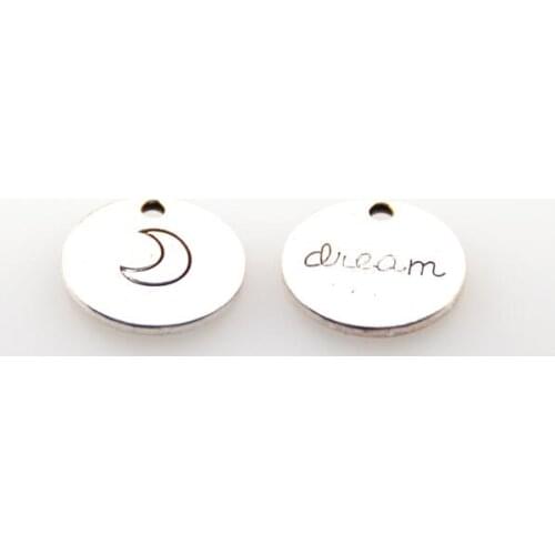Free shipping fashion alloy moon and letter round charm for DIY making bracelet,necklace jewelry metal beads double side charm