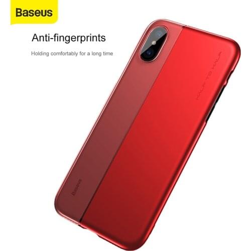 Baseus Phone Case for iPhone X Shining Creative Splicing Design Anti-fingerprints Protection Cover Case Red Gold